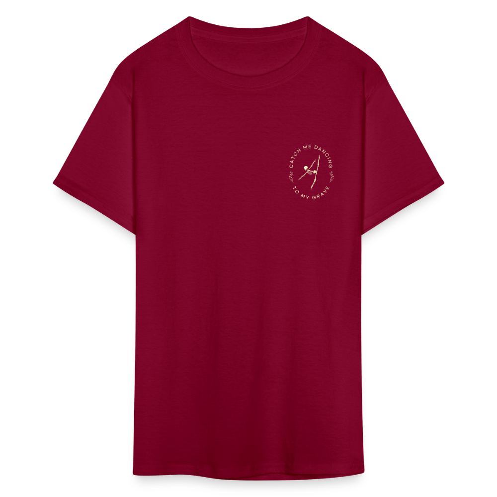 Catch Me Dancing to My Grave, Unisex Ballet T-Shirt - burgundy