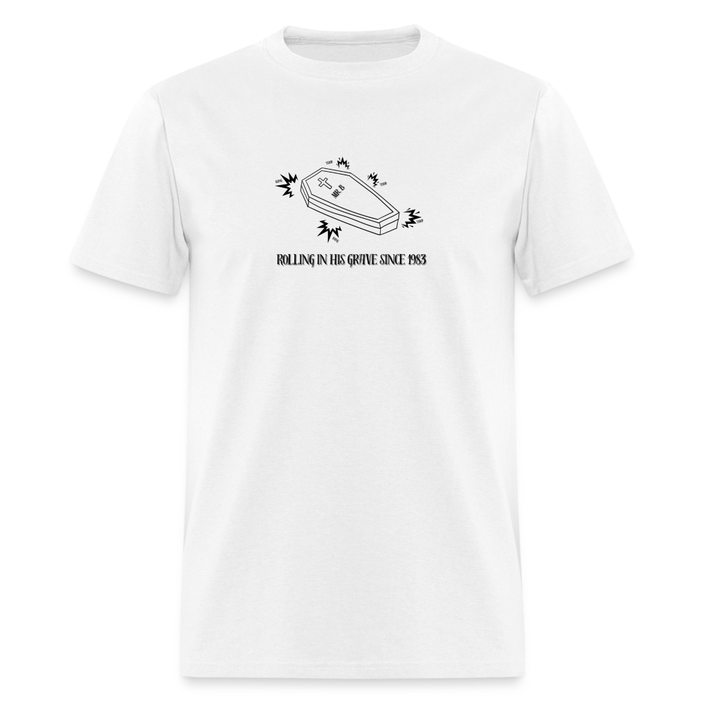 Mr. B Rolling in His Grave, Unisex Ballet T-Shirt - white