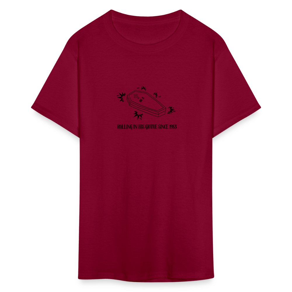 Mr. B Rolling in His Grave, Unisex Ballet T-Shirt - burgundy